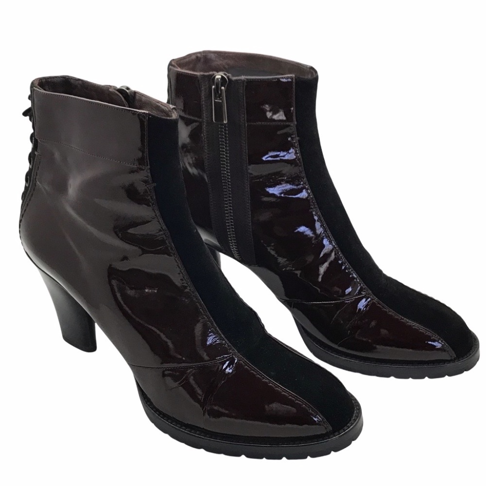 Marc Jacobs Brown & Black Patent Leather Ankle Boots